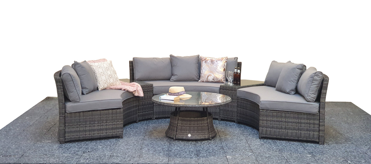Signature Weave - Outdoor Furniture - Juliet - Half Moon Sofa Set In Mixed Grey